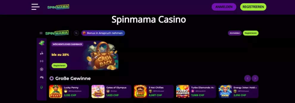 Spinmama Casino — Bis zu 1.500 € + 250 Freispiele Willkommensbonus